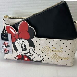 Primark Minnie Mouse Polka Dot Black and White Cosmetic Bag Clutch NWT